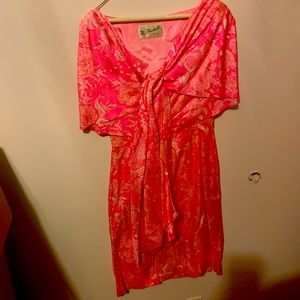 Woman’s pink off the shoulder shirt dress approx size 8-10